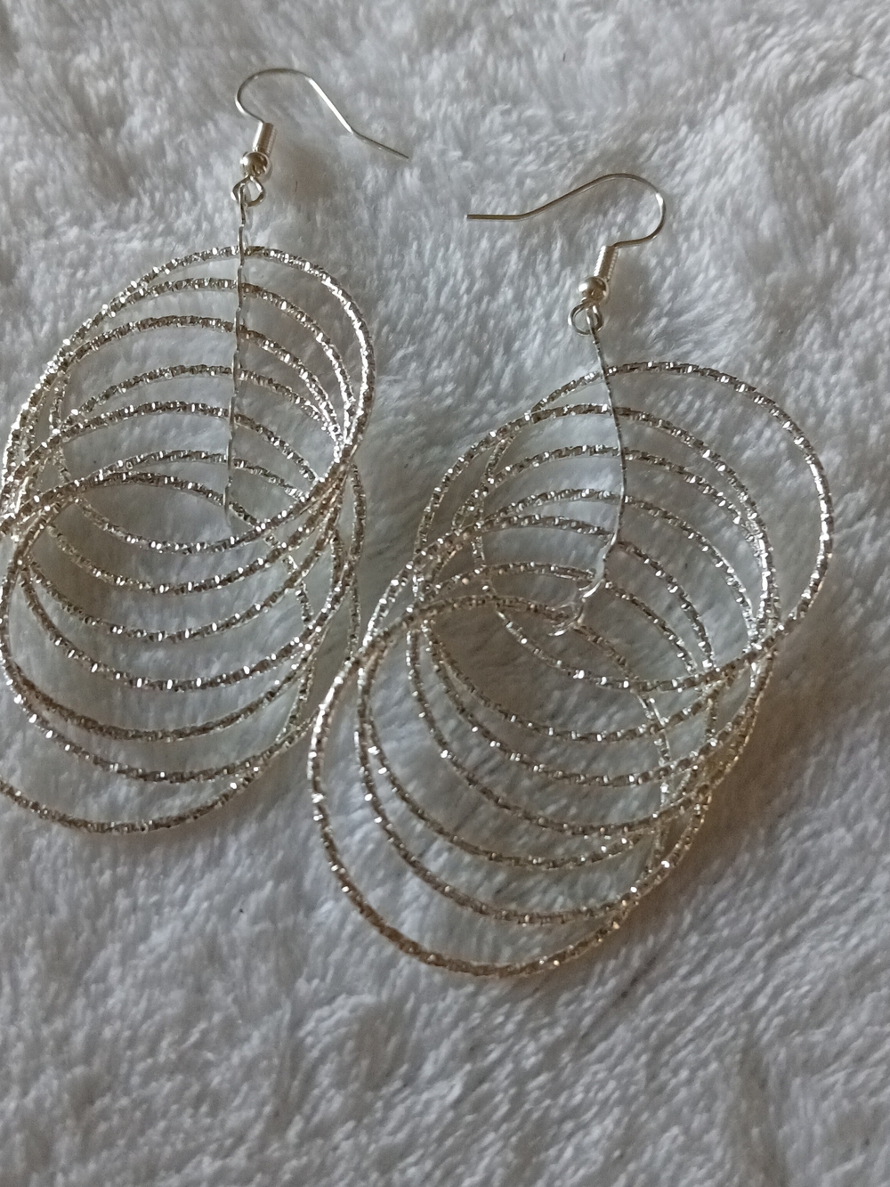 Silver Multi-Hoop Dangle Earrings - GORGEOUS! - Picture 1 of 3